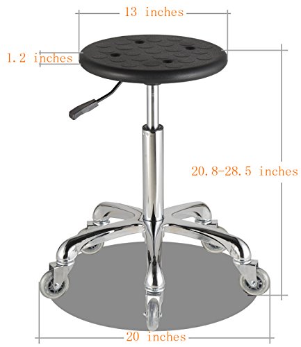 AiMs Grooming Stools in Black with Polyurethane Seat Easy to Roll for Massage Therapy Medical Dental Hair Salon Facial Beauty Tattoo Chairs with Wheels(Height Adjustable 20.5-28.5 Inches) - Thumbnail 2