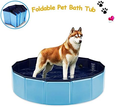 子犬 犬 猫のための屋内屋外折りたたみ式ペット浴槽再生池池ブルー
