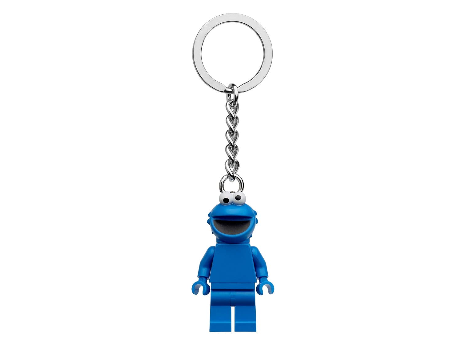 LEGO Minifigure Keyring, Cookie Monster, Sesame Street, blue, Keychain, for LEGO collectors, bag charm, or key bundle