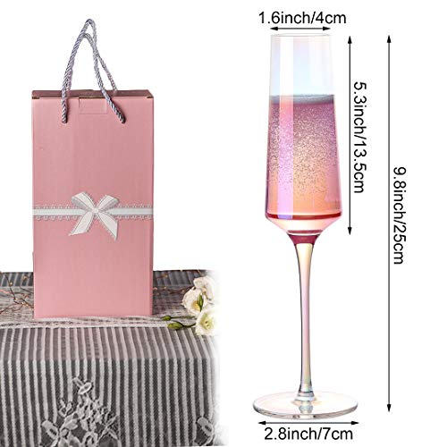 Meichu Modern Champagne Flutes Set of 2, 100% Lead Free Crystal Champagne Glasses, Hand Blown Champagne Flutes Glasses (Colorful) - Thumbnail 4