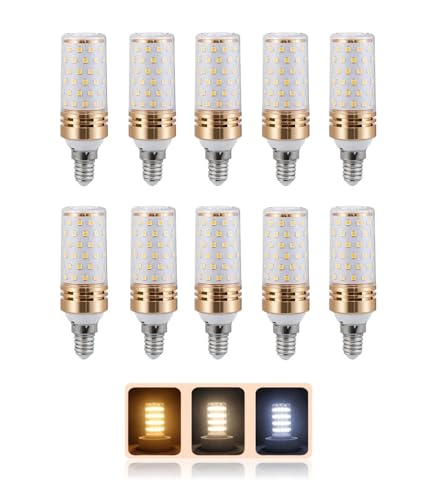 E14 LED Bulb (10 Packs) 3 Color Changing to Daylight | Warm White | Cool White, 16W Equivalent to 120W Incandescent Bulb & 90% Electricity Bill Saving, uses for Chandliers, Wall & Table Lamps etc.
