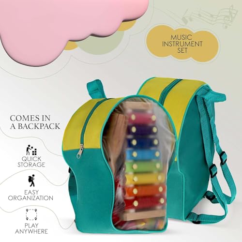 Conjunto de 22 peças de instrumentos de percussão de madeira para crianças pequenas, educação pré-escolar infantil, brinquedos musicais para a primeira infância, adequados para meninos e meninas