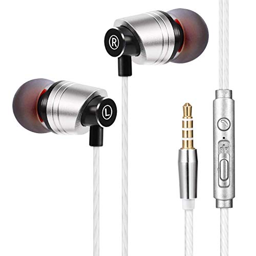KEKH Metal Earbuds Headphones, Wired in Ear Earphone, Headset Noise Isolating Heavy Deep Bass Mic Call Controller Phone 7/6/Pad Pod More iOS Android 3.5 mm Headphone 61