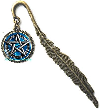 Pentagram Bookmarker, Pentagram Bookmark, Pentacle Bookmarker, Pentacle Bookmark, Pentagram Jewelry, Occult Wiccan Bookmark, Men's Bookmark，Q005