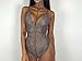 Feite Fashion Women Sexy Lace Backless Jumpsuit Swimsuit Bodysuit (Gray, M)
