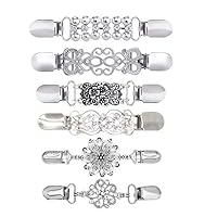 Creatiee 6 Pieces Vintage Sweater Shawl Clip, Retro Flower Patterns Cardigan Collar Clips Shirts Dresses Shawl Clip Gift for Women Girls - 6