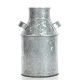 Hosley Galvanized Milk Can - 9.75" High. Ideal for Weddings, Spa, Flower Arrangements. O3