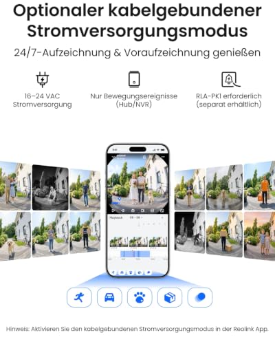 Reolink Battery Doorbell with Camera (2nd Gen), 2K 1:1 View, 2 Operating Modes | 1:1 head-foot view, wireless & wired, 2.4 & 5GHz Wi-Fi, local storage without monthly outlet, AI detection, rich notification