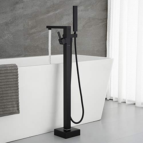 Artiqua Freestanding Bathtub Faucet Tub Filler Black Floor Mount Brass