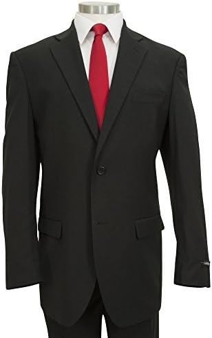 Cardinali Men's Lightweight Poly/Rayon Blend 2 Button Classic-Fit Suit [Color: Black | Size: 54 Regular / 48 Waist]