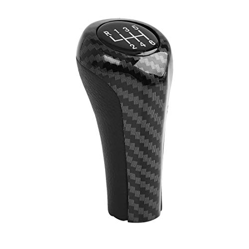 X AUTOHAUX 6-Speed Manual Gear Shift Knob Car Vehicle Stick Shifter Knobs Cover Carbon Fiber Pattern for BMW 5 Series