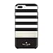 Kate Spade New York Phone Case | for Apple iPhone 8 Plus and iPhone 7 Plus | Protective Phone Cases with Liquid Glitter Design and Drop Protection - Stripe 2 Black/White/Gold
