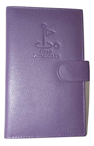 EMVY Leather Golf Scorecard Holder – Premium Soft Leather – Fits UK & European Golf Scorecards – With Pencil Loop & Secure Tab Closure – Black or Purple