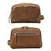Polare Vintage Full Grain Leather Handmade Travel Toiletry Bag for Men - Dopp Kit - Shaving Kit with YKK Metal Zippers A-Brown