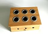 Acupress Premium Portable Copper Acupuncture Moxa Box Stick Burner Moxibustion Tank (Bamboo Six-Holes)
