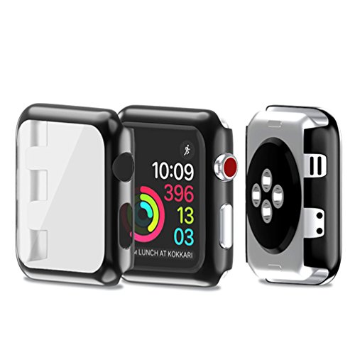 Hayder iPhone Watch Case Series 3 Ultra Slim Electroplate Anti-ScratchÂ Protective Cover with Screen Protector for iPhone Watch Case 38mm / 42mm Series 3 (42mm, Black)