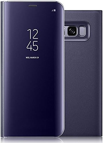 For Galaxy S8 Plus Case,Electroplating Translucent Mirror Clear Luxury Shockproof Protective Metal Aluminum Flip Stand Cover Case for Samsung Galaxy S8 Plus Purple