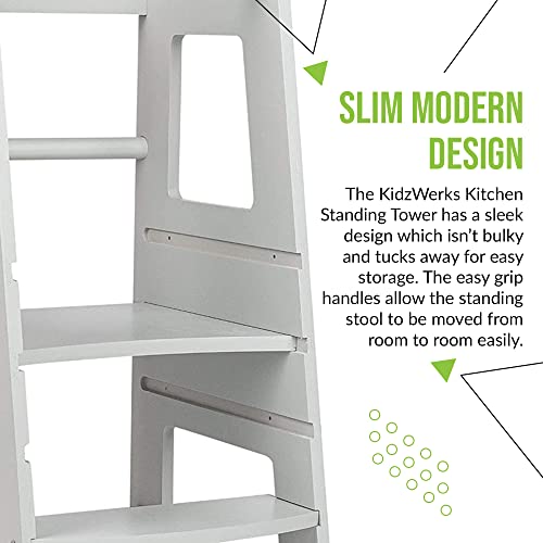 KidzWerks Child Standing Tower Kids Kitchen Step Stool Toddler Wood