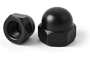 MOYOCODI 1/4''-20 (30 Pack) Hex Head Acorn Cap Nuts, Black Oxide 304 Stainless Steel 18-8 Hexagon Head Acorn Dome Cap Nuts, Hex Drive