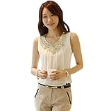 Yonger Women Long Sleeve Embroidery Lace Crochet Chiffon Tops Blouse Flowers