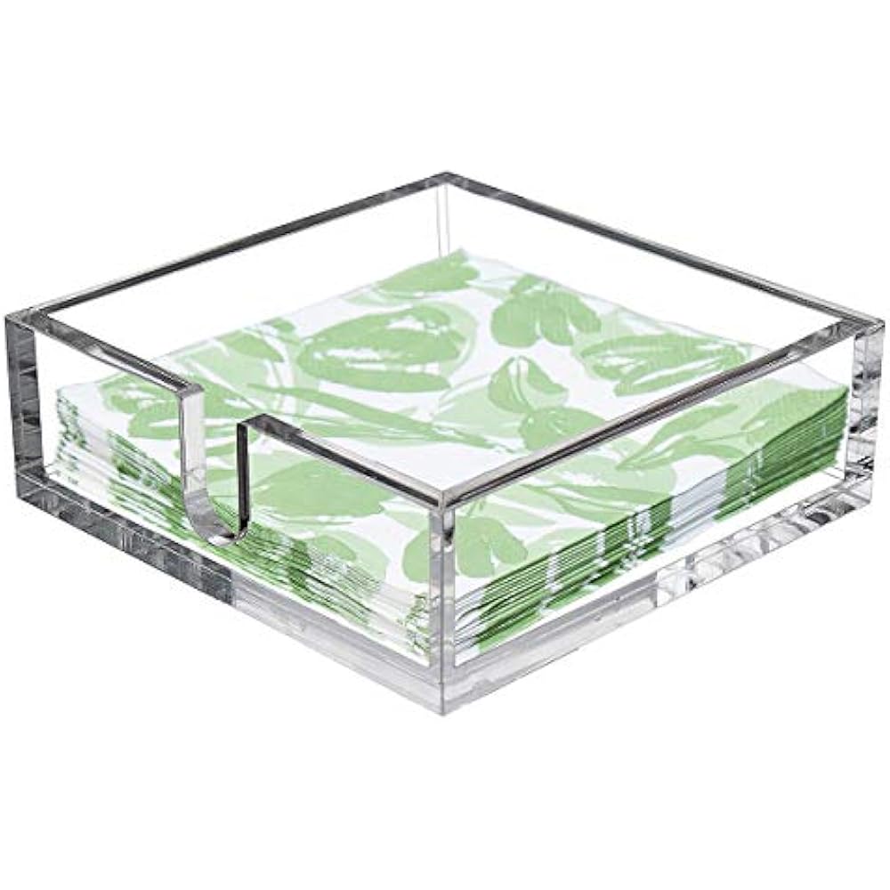 Acrylic Cocktail Paper Napkin Holder, Decorative Clear Caddy Beverage