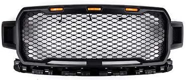 JX Accessories Front Bumper Grill for 2018 2019 Ford F-150 | Raptor Style Honeycomb Mesh & Amber Lights | by JX Accessories