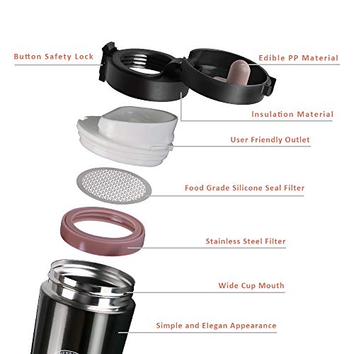 flintronic Kaffeebecher 360 ML Autobecher Travel Mug | Thermobecher, Edelstahl Kaffee-to-Go-Becher | Thermosflasche | Doppelwandig Vakuumisolierter | Isolierbecher BPA Frei | Mug Edelstahl Travel Mug – Bild 4