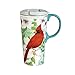 Cypress Home Trio Birds Ceramic Latte Travel Cup 17 oz