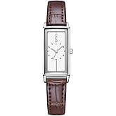 FANMIS Vintage Women's Rectangle Wristwatch Classic Ladies Analog Quartz Watch Ultra-Thin Ladies Bangle Bracelet Watch Female Business Dress Watches with Leather Strap