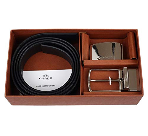 COACH MPLQ LEATHER CUT TO SIZE REVERSIBLE BELT W/ GIFT BOX, Charcoal Black, One Size