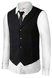 Hanayome Men 2018 New Products V-Neck Best Man Suit Tux Wedding Vests Waistcoat VS39 (Black Lattice, XL)