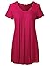 Timeson Womens Short Sleeve V-Neck Pleated Beach Mini Tunic Dress