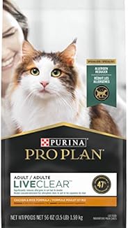 Pro Plan LiveClear Allergen Reducing Dry Cat Food, Chicken & Rice 1.59kg, B