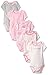 Calvin Klein Baby-Girls Newborn 5 Packs Short Sleeve Bodysuits Pink and Gray, Multi, 0-3 Months
