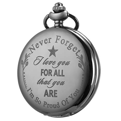 Pocket Watch Men Personalized Black Chain SIBOSUN I Love You for All That You are I am So Proud of You