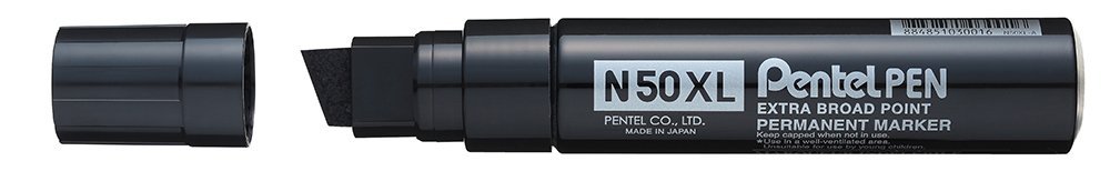 Pentel N50XL Permanent Marker, 15.4mm Chisel Tip, Black ink (One Marker)