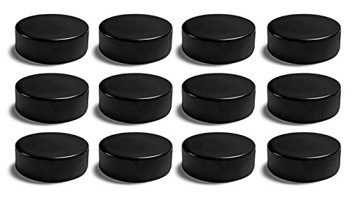 Set of 12 - Hockey Pucks - Hard Rubber, Non-Regulation 5.5 oz. - Practice/Play.