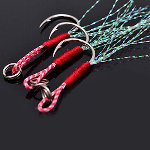 Yihaifu 5pcs Assist Jig Angelhalter Haken Hochangelhaken Carbon Steel Assistent Angelhaken Sharp Bait – Bild 3
