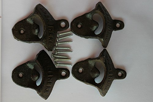 Autumn Leave Cast Iron OPEN HERE Bottle Opener Vintage Style Wall Mount MAN CAVE(4*opener+8*screw)