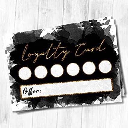 Loyalty Cards Beauty Lashes Nails Business (Pack of 50) (Black & Gold)