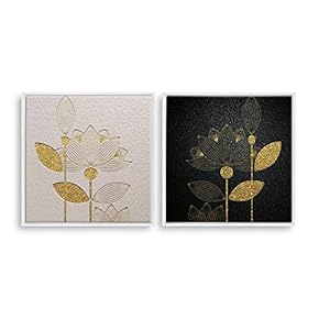 2 Piece Framed Canvas Home Artwork Decoration Transparent Flower Canvas Wall Art for Living Room, Bedroom - 16"x16"x2 Panels