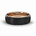 Mens Wedding Band Two Tone Black Rose Gold Tungsten Ring Brushed Center Step Edge 8mm Comfort Fit