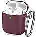 AhaStyle Upgrade Silicone Case Protective Cover [Front LED Visible] Compatible with Apple AirPods 2 & 1 (Burgundy)