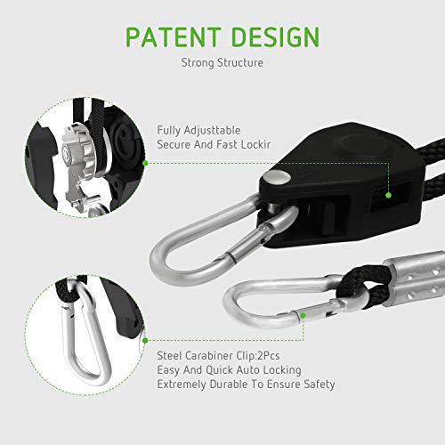 VIVOSUN 1 Pair 1/4 inch Adjustable Heavy Duty Rope Hanger