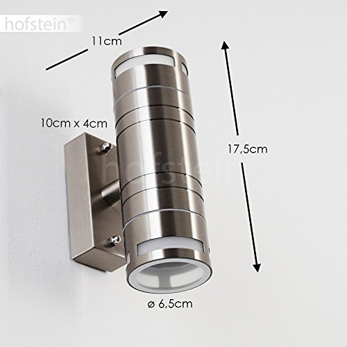 HOFSTEIN Außenwandleuchte Selve, Wandlampe aus Metall/Glas in Edelstahl, Gartenbeleuchtung 2 x GU10, moderne Wandleuchte mit Up&Down-Effekt, IP44, ohne Leuchtmittel – Bild 4