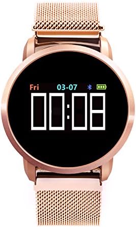 Collasaro Smart Band, Fitness Tracker Watch with Bluetooth and Water Resistance, Heart Rate Monitor, Call Reminder and Pedometer, Compatible with iOS iPhone and Android phones (TWX-Rose Gold Metal)