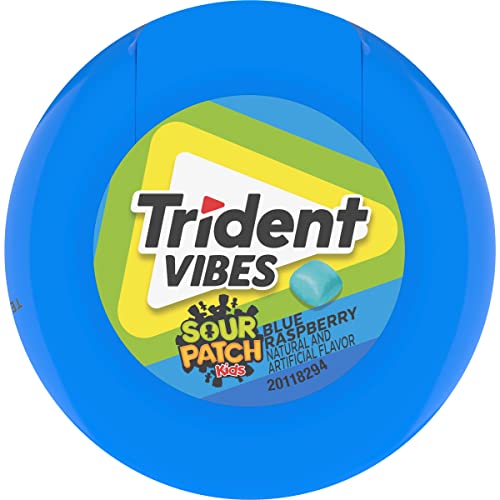 TRIDENT VIBES SOUR PATCH KIDS BLUE RASPBERRY SUGAR FREE GUM, 40 PIECE BOTTLE