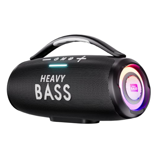 HEAVY BASS Speakers Bluetooth Wireless, 80W Max Loud Portable Speaker with Deep Bass, 20H Playtime, IPX6 Waterproof, Dual Pairing, Perfect for Home,Party,Travel,Outdoors