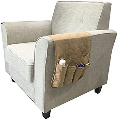 Waterproof Sofa Couch Chair Armrest TV Remote Control Organizer Holder, Anti-slip Hanging Multi-function Storage Pocket (Beige)