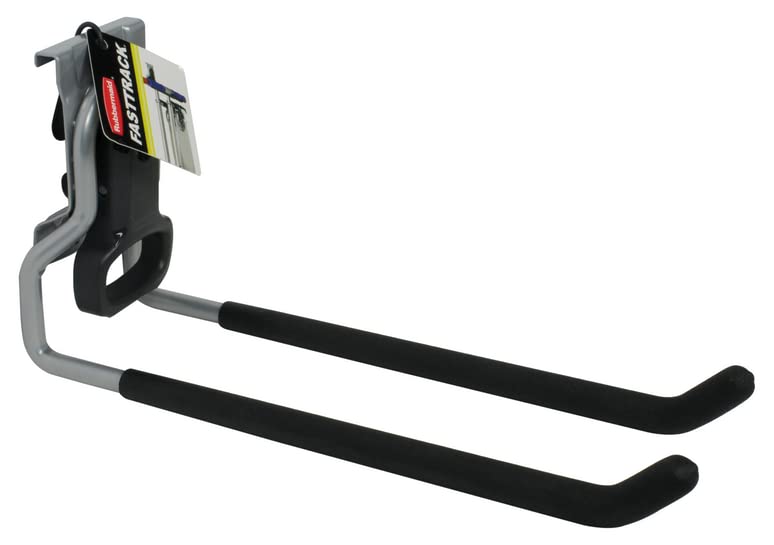 Rubbermaid FastTrack Rail Garage Organization Multi-Purpose Hook 50 lbs Capacity Satin Nickel Wall Mounted Storage System Direct Mount into FastTrack Garage Rail for Home/Garage Organization